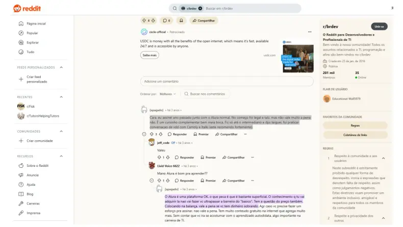 Análise de avaliações e feedbacks de usuários no Reddit