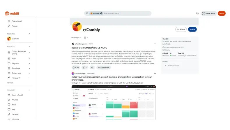 Análise de avaliações e feedbacks de usuários no Reddit