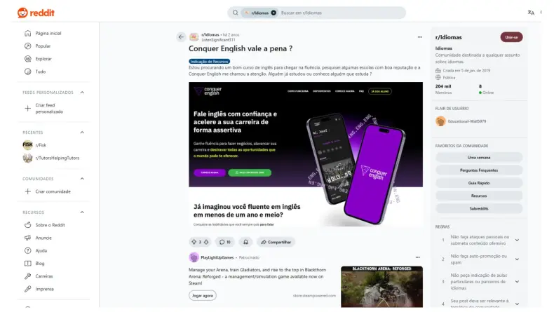 Análise de avaliações e feedbacks de usuários no Reddit