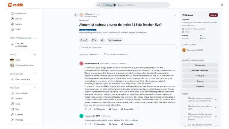 Curso de inglês 365 da Teacher Elza é confiável