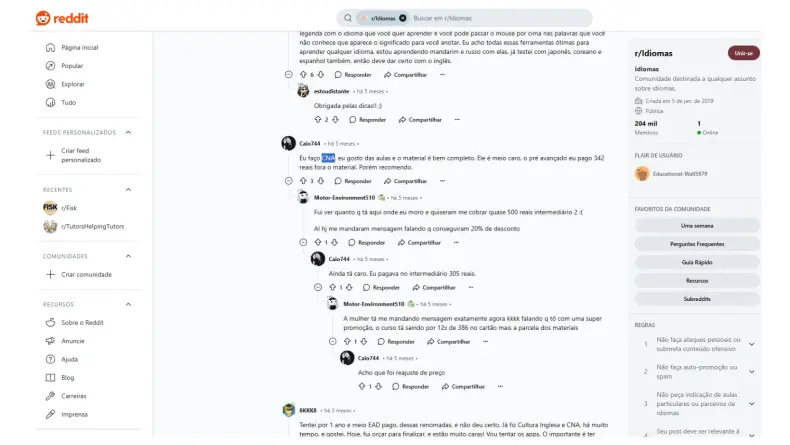 Análise de avaliações e feedbacks de usuários no Reddit