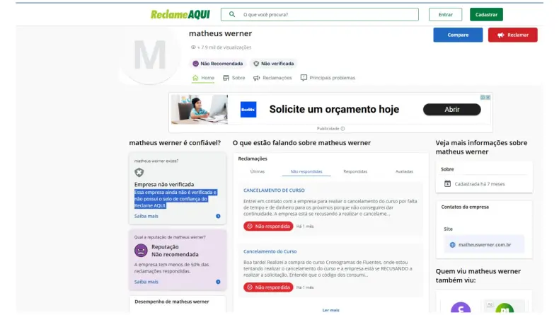 Curso de inglês do Matheus Werner é confiável