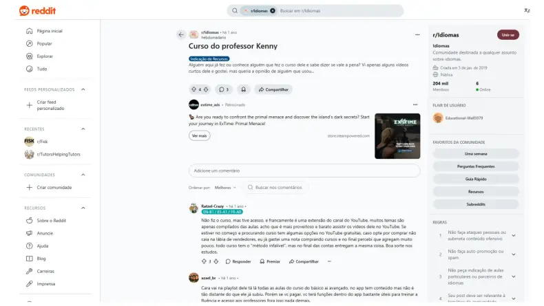 Análise de avaliações e feedbacks de usuários no Reddit