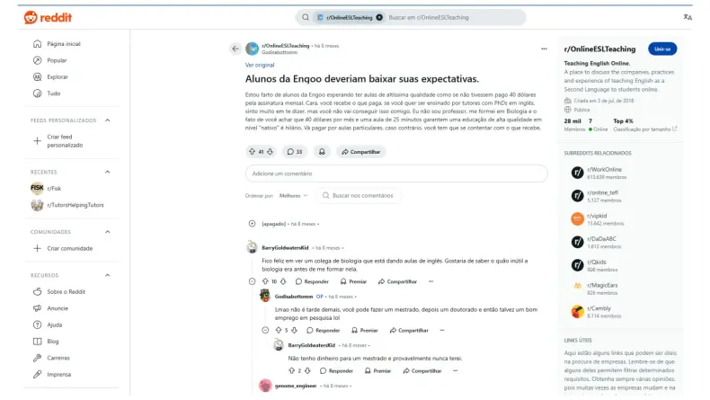 Análise de avaliações e feedbacks de usuários no Reddit
