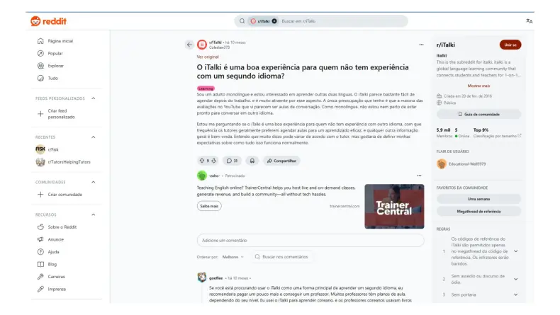 Análise de avaliações e feedbacks de usuários no Reddit