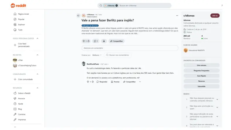 Análise de avaliações e feedbacks de usuários no Reddit