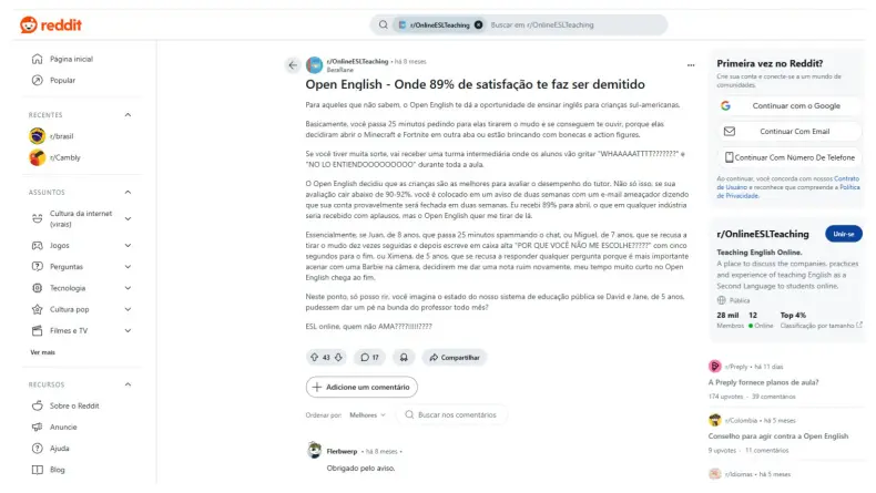 Análise de avaliações e feedbacks de usuários no Reddit