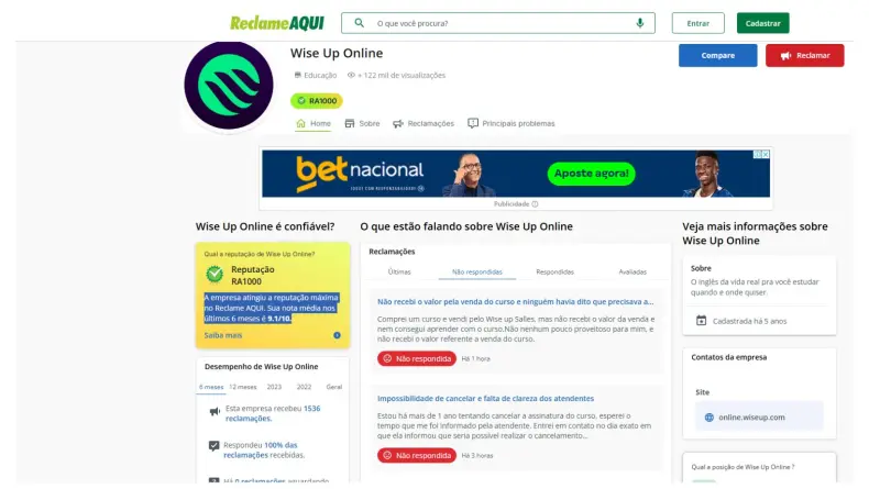 Wise Up Online é confiável