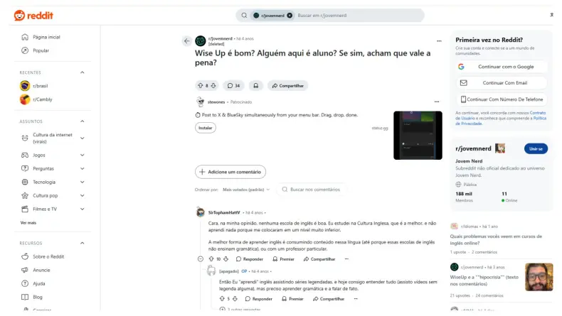 Análise de avaliações e feedbacks de usuários no Reddit