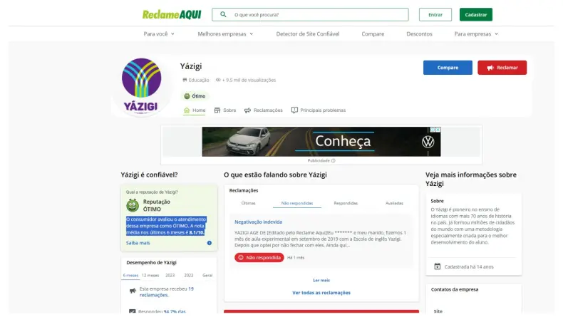 Yázigi é confiável